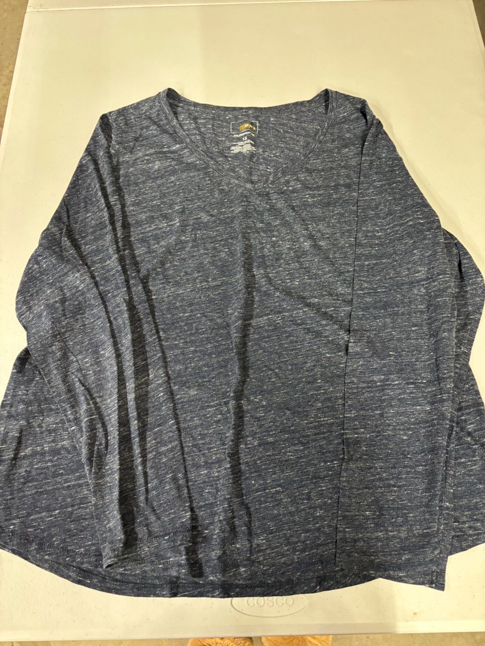 Sonoma Women's Long Sleeve Heathered Navy Blue Tee